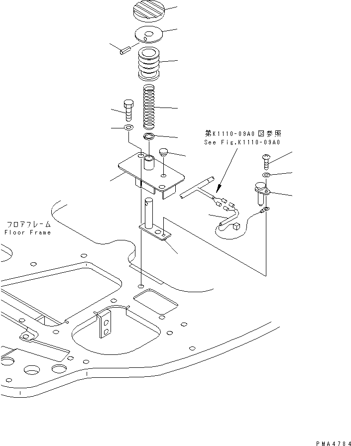 Excavators Komatsu / PC228US-1-TN S/N 11001-UP(pc228u6r) / FLOOR FRAME (TARVEL SPEED PEDAL) (TUNNEL SPEC.)(210630 : K1110-13A0)