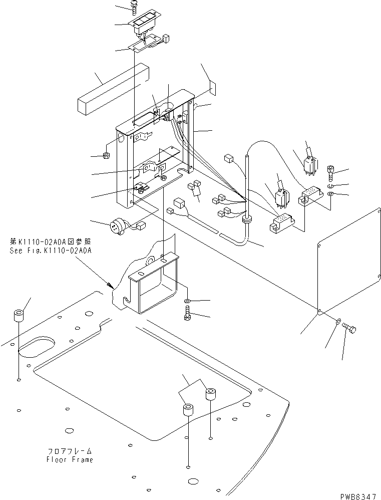 Excavators Komatsu / PC228US-1-TN S/N 11001-UP(pc228u6r) / FLOOR FRAME (MONITOR BOX) (TUNNEL SPEC.)(210660 : K1110-15A0B)