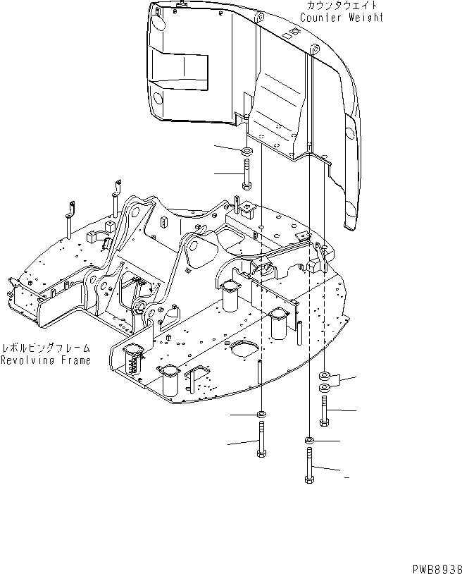 Excavators Komatsu / PC228US-1-TN S/N 11001-UP(pc228u6r) / COUNTER WEIGHT MOUNTING(240250 : M1520-01A0A)