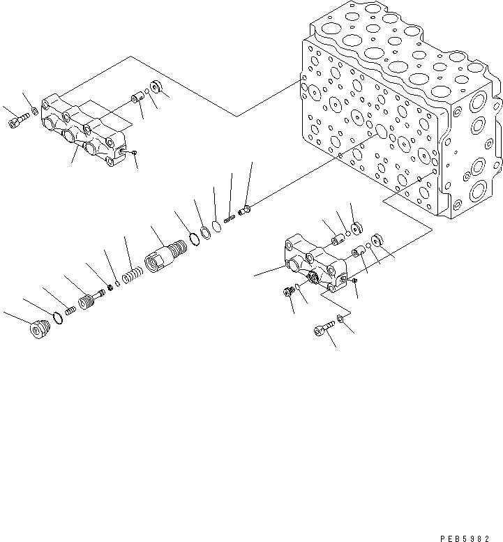 Excavators Komatsu / PC228US-1-TN S/N 11001-UP(pc228u6r) / MAIN VALVE (2-ACTUATOR) (7/12) (TUNNEL SPEC./FOR MONO-BOOM)(480680 : Y1664-07A0)