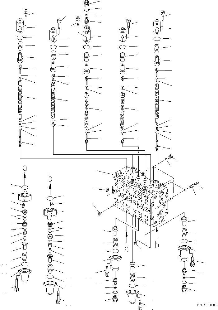 Excavators Komatsu / PC228US-1-TN S/N 11001-UP(pc228u6r) / MAIN VALVE (2-ACTUATOR) (1/12) (TUNNEL SPEC./FOR MONO-BOOM)(480620 : Y1664-01A0)