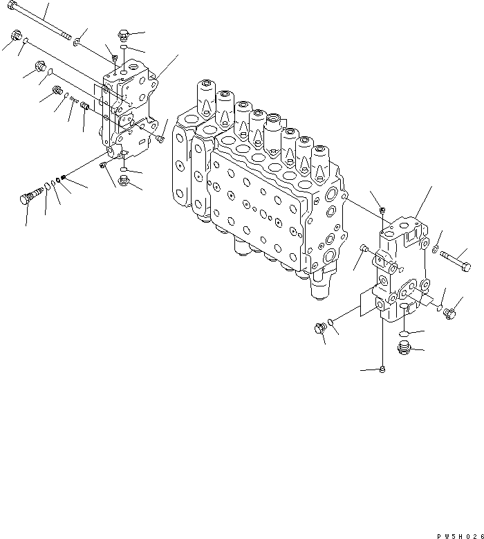 Excavators Komatsu / PC228US-1-TN S/N 11001-UP(pc228u6r) / MAIN VALVE (2-ACTUATOR) (4/12) (TUNNEL SPEC./FOR MONO-BOOM)(480650 : Y1664-04A0)