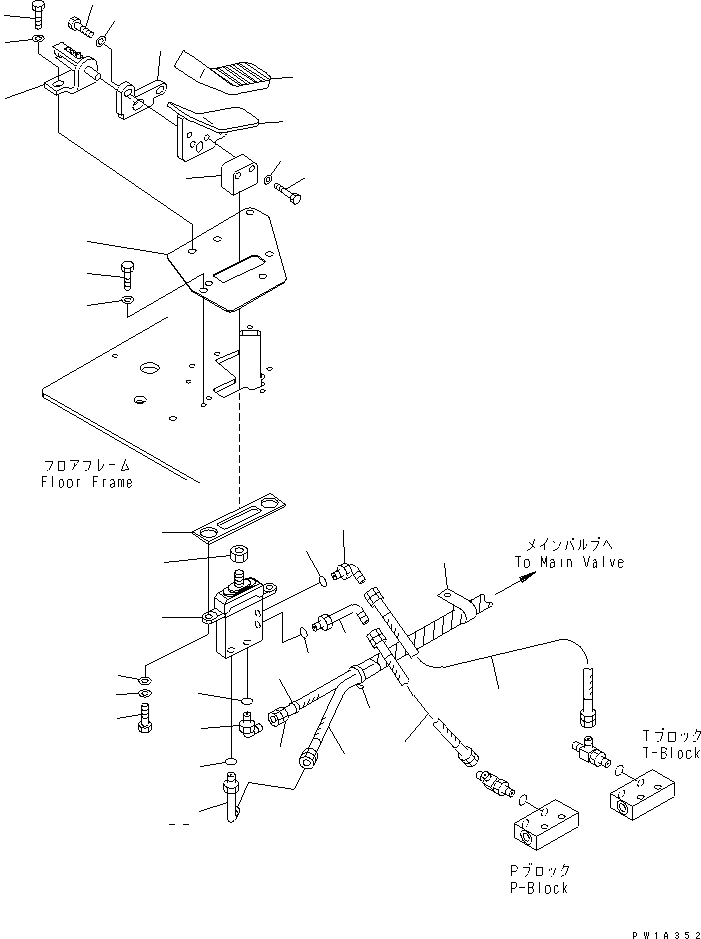 Excavators Komatsu / PC228USLC-3S S/N 20001-29999 (For U.S.A.)(pc228u7c) / FLOOR FRAME (FOOT REST) (R.H.) (1 AND 2 ACTUATOR)(#20001-)(210410 : K1110-04A1)
