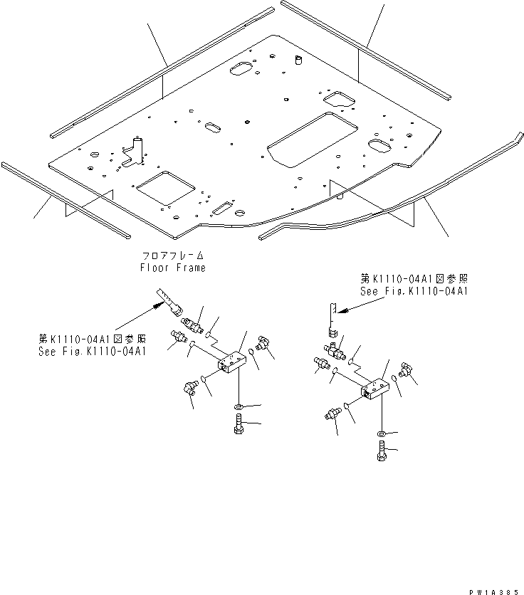 Excavators Komatsu / PC228USLC-3S S/N 20001-29999 (For U.S.A.)(pc228u7c) / FLOOR FRAME (P ?T BLOCK AND SEAL) (1 ACTUATOR)(#20001-)(210610 : K1110-21A1)