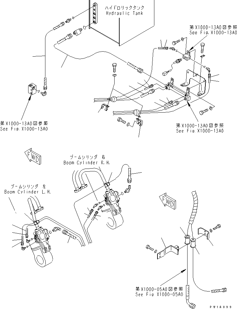 Excavators Komatsu / PC228US-3-AP S/N 20001-29999(pc228u9r) / ARM CRANE (BOOM LOCK LINE ? ARM LOCK VALVE LINE AND SOLENOID VALVE) (HOSE AND BRACKET) (1 ACTUATOR)(#20154-)(480030 : X1000-02A2)