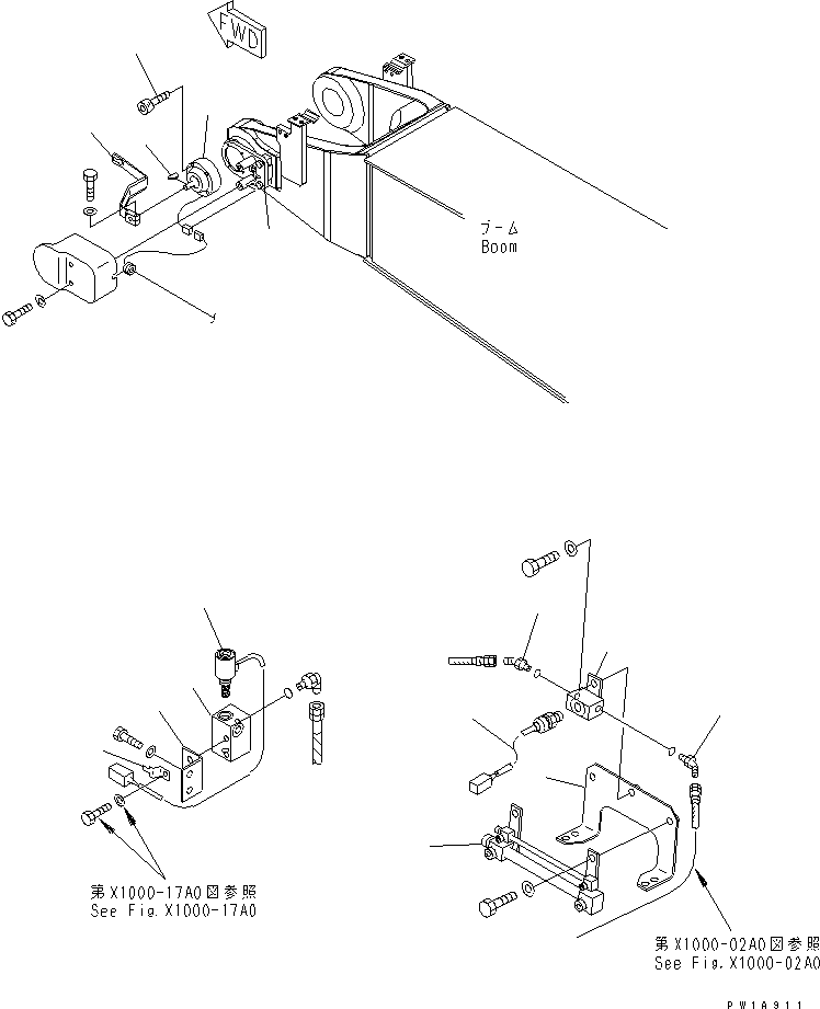 Excavators Komatsu / PC228US-3-AP S/N 20001-29999(pc228u9r) / ARM CRANE (BOOM LOCK LINE ? SOLENOID VALVE AND ARM POTENTIO) (VALVE AND SENSOR) (BLUE)(#20154-)(480220 : X1000-13A0)