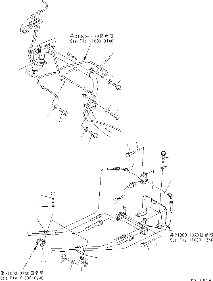 Excavators Komatsu / PC228US-3-AP S/N 20001-29999(pc228u9r) / ARM CRANE (WIRING AND BOOM LOCK LINE) (BOLT)(#20154-)(480270 : X1000-16A0)