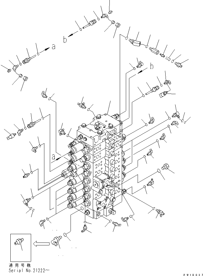 Excavators Komatsu / PC228US-3-YA S/N 20001-29999(pc228uar) / MAIN VALVE (CONNECTING PARTS) (BLADE SPEC.)(#20001-)(150100 : H0120-01B6)