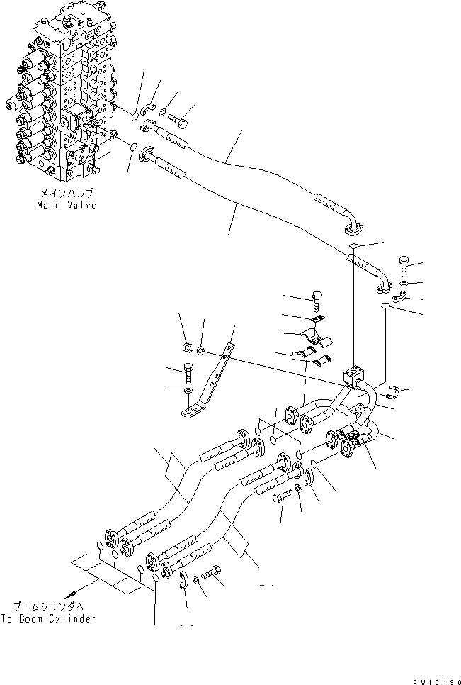 Excavators Komatsu / PC228US-3-YA S/N 20001-29999(pc228uar) / BOOM LINE (WITH 2-PIECE BOOM)(#20001-)(150250 : H1210-01A2)