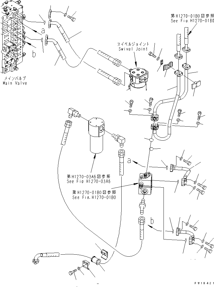 Excavators Komatsu / PC228US-3-YA S/N 20001-29999(pc228uar) / ATTACHMENT LINE (HOSE CLAMP) (1 ACTUATOR) (BLADE SPEC.)(#20001-)(150390 : H1270-02B0)