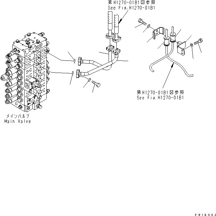 Excavators Komatsu / PC228US-3-YA S/N 20001-29999(pc228uar) / ATTACHMENT LINE (HOSE CLAMP) (WITH 2-PIECE BOOM)(#20001-)(150400 : H1270-02B1)
