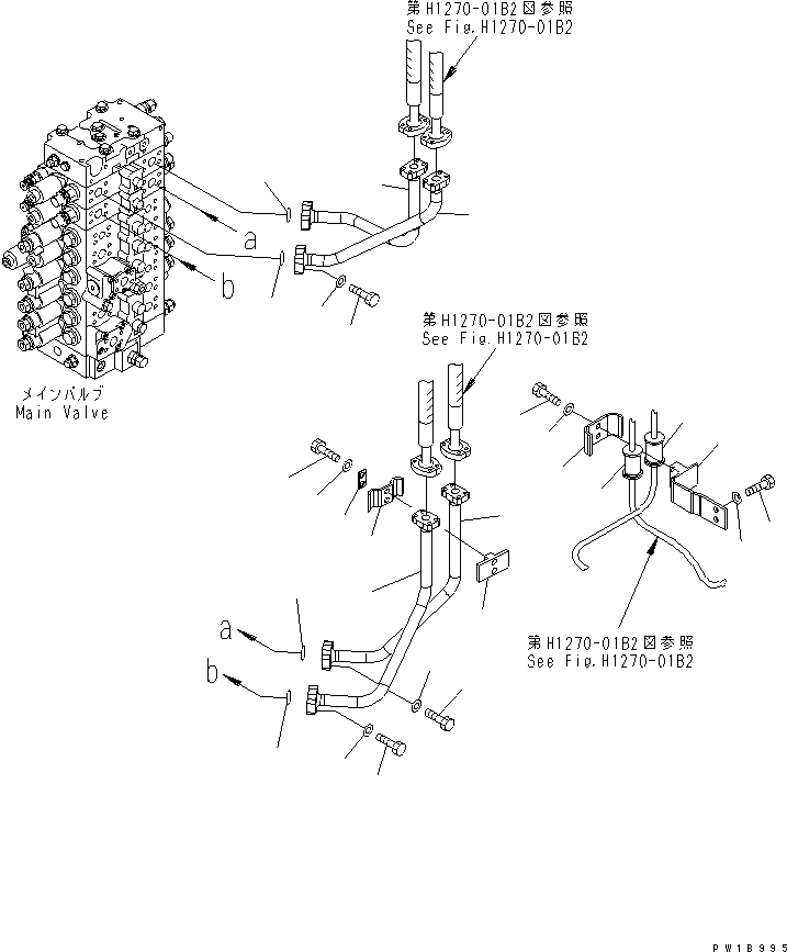 Excavators Komatsu / PC228US-3-YA S/N 20001-29999(pc228uar) / ATTACHMENT LINE (HOSE CLAMP) (WITH 2-PIECE BOOM AND ROTATION ARM)(#20001-)(150410 : H1270-02B2)