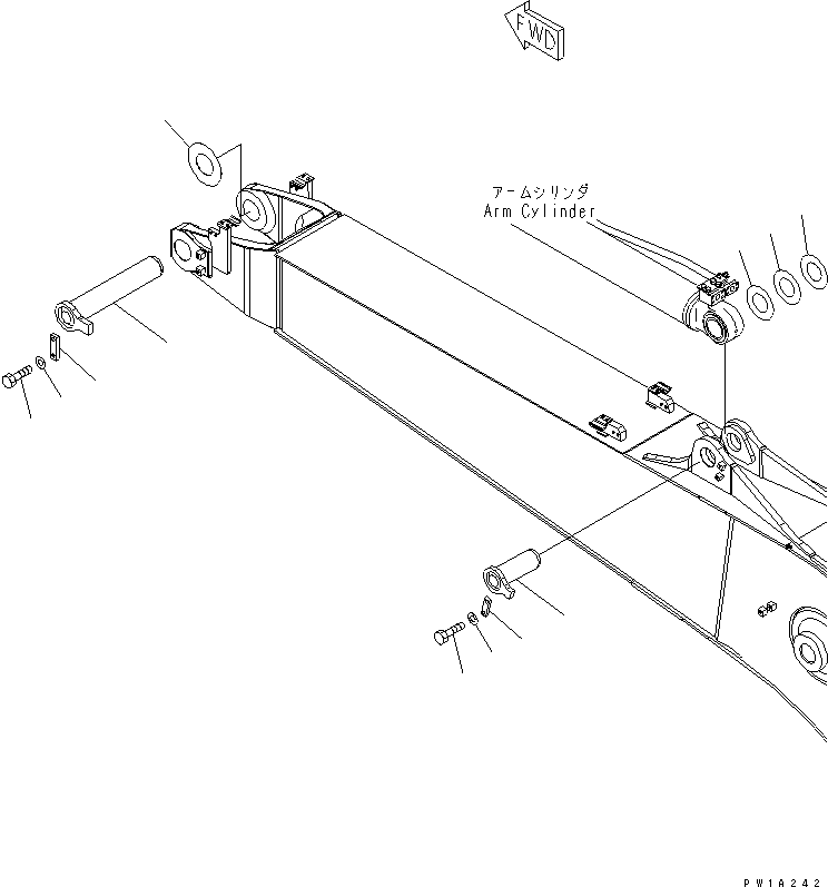 Excavators Komatsu / PC228US-3-YA S/N 20001-29999(pc228uar) / BOOM (5.7M) (TOP PIN AND BOTTOM PIN) (YELLOW)(#20001-)(360070 : T1110-02A1)