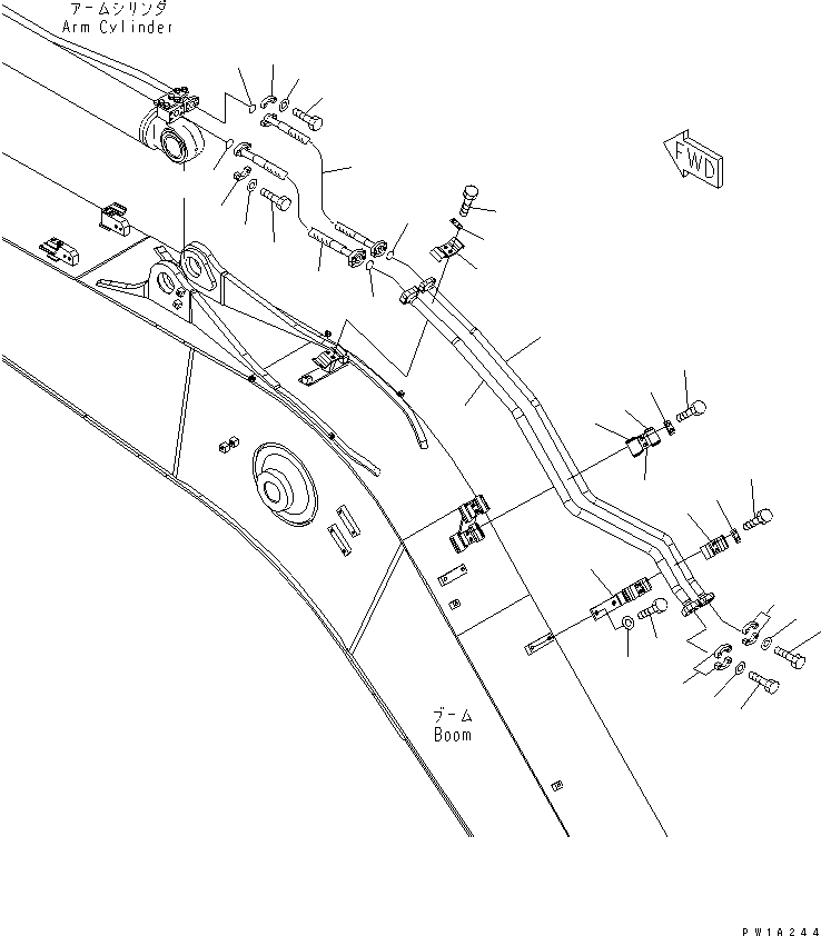 Excavators Komatsu / PC228US-3-YA S/N 20001-29999(pc228uar) / BOOM (5.7M) (ARM CYLINDER LINE) (YELLOW)(#20001-)(360080 : T1110-03A5)