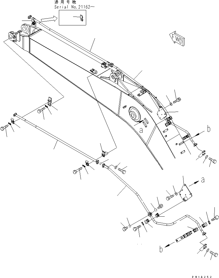 Excavators Komatsu / PC228US-3-YA S/N 20001-29999(pc228uar) / BOOM (5.7M) (ADDITIONAL PIPING) (YELLOW)(#20001-21392)(360160 : T1110-07A1)