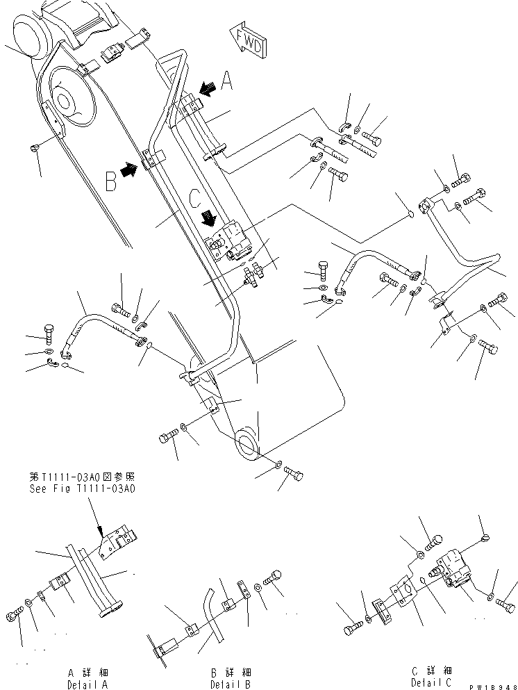 Excavators Komatsu / PC228US-3-YA S/N 20001-29999(pc228uar) / 2-PIECE BOOM (SECOND BOOM CYLINDER LINE) (YELLOW)(#20001-)(360260 : T1111-02A0)