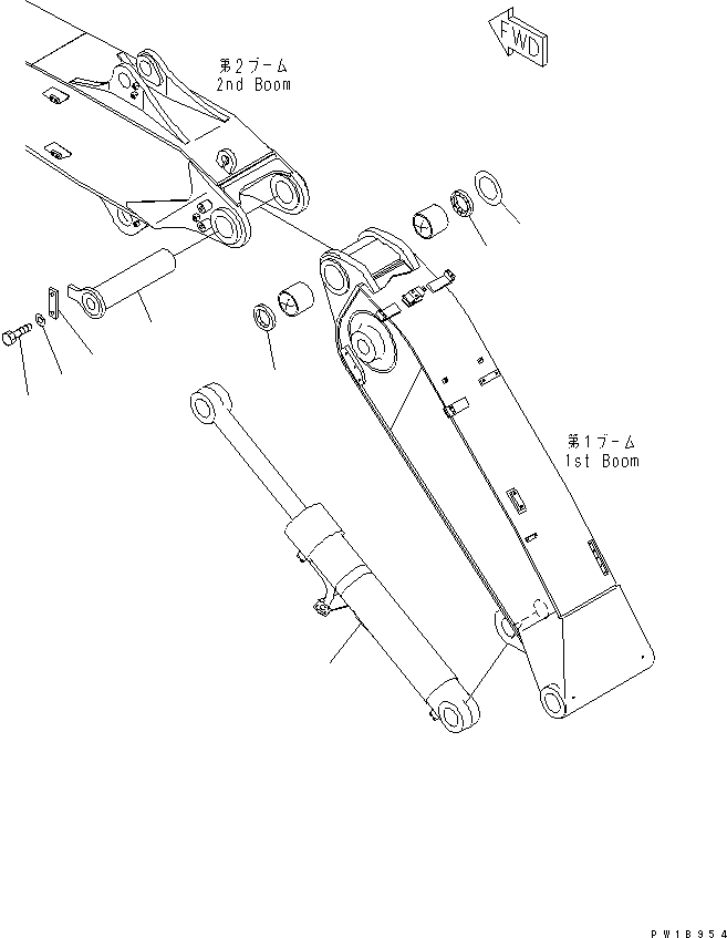 Excavators Komatsu / PC228US-3-YA S/N 20001-29999(pc228uar) / 2-PIECE BOOM (CONNECT PIN AND SECOND BOOM CYLINDER) (WITH ROTATION ARM) (YELLOW)(#20001-)(360360 : T1111-08A0)