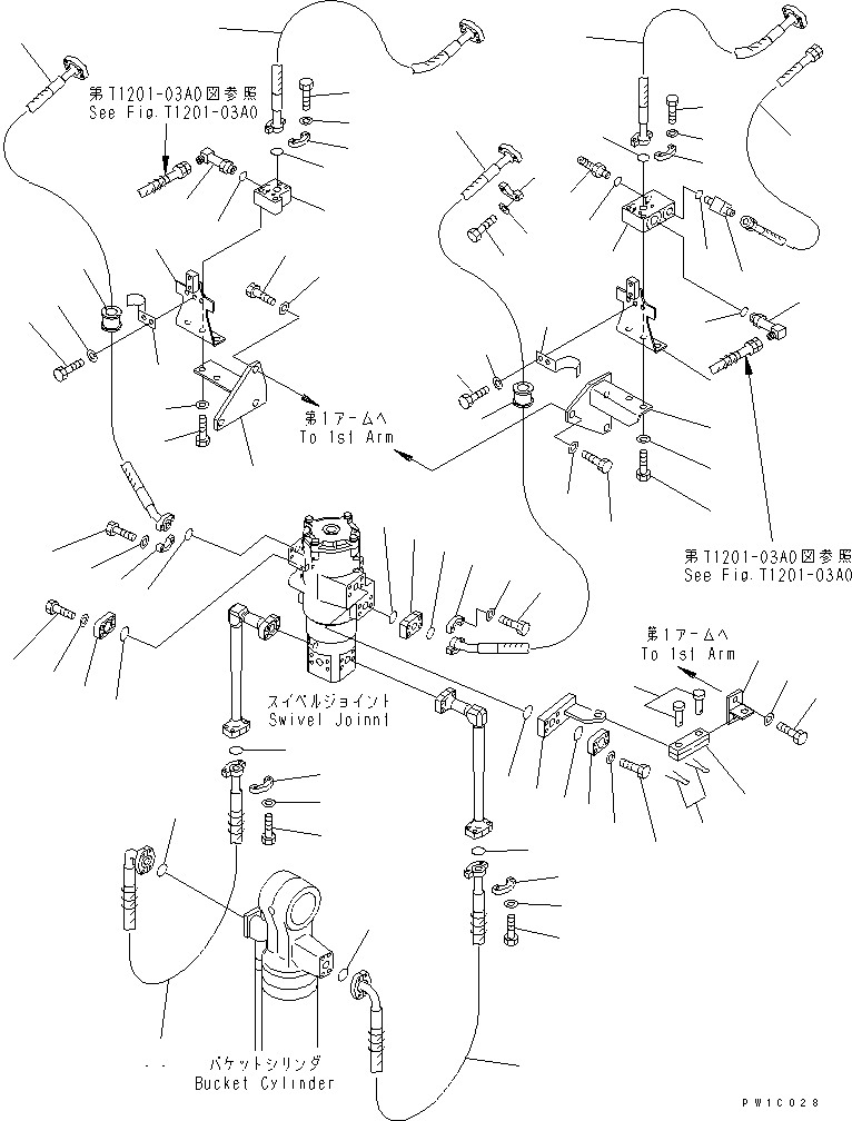 Excavators Komatsu / PC228US-3-YA S/N 20001-29999(pc228uar) / ROTATION ARM (PIPING)(#20001-)(360530 : T1201-01A0)