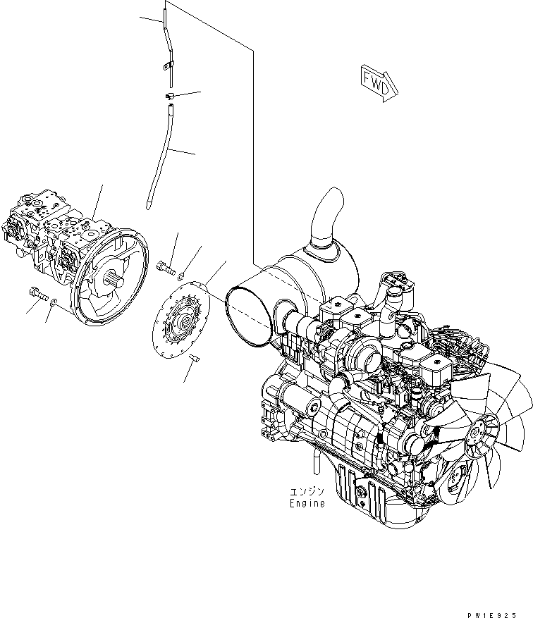 Komatsu parts book diagram for PC228USLC-3-AB S/N 20001-29999: DAMPER ? PUMP AND TUBE(#20594-)