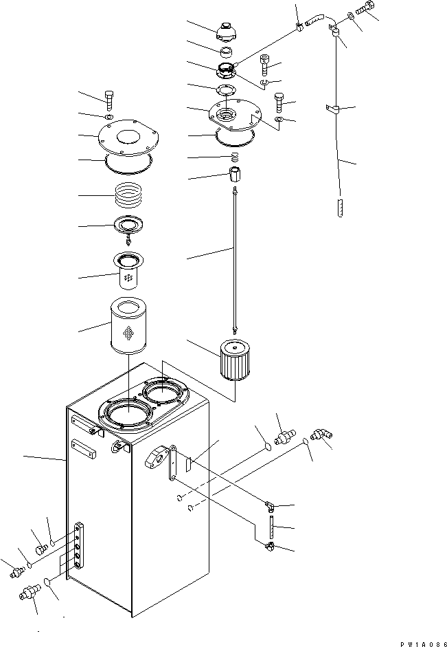 Komatsu parts book diagram for PC228USLC-3-AB S/N 20001-29999: HYDRAULIC TANK (TANK) (BLUE)(#20001-)