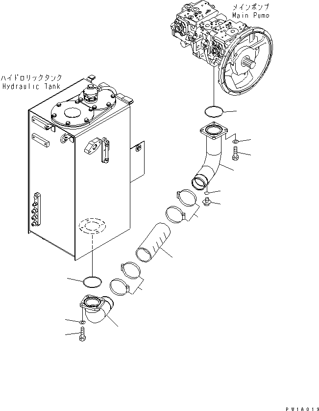Komatsu parts book diagram for PC228USLC-3-AB S/N 20001-29999: SUCTION LINE(#20001-)