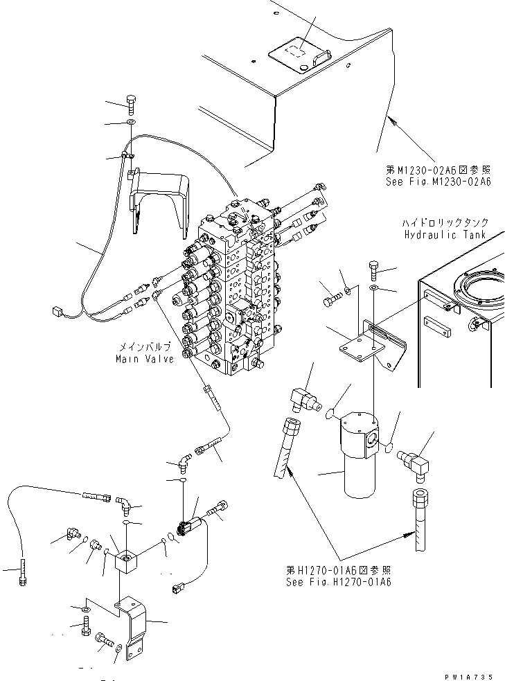 Komatsu parts book diagram for PC228USLC-3-AB S/N 20001-29999: ATTACHMENT LINE (FILTER) (1 AND 2 ACTUATOR) (DEMOLITION AND BLADE SPEC.)(#20001-)