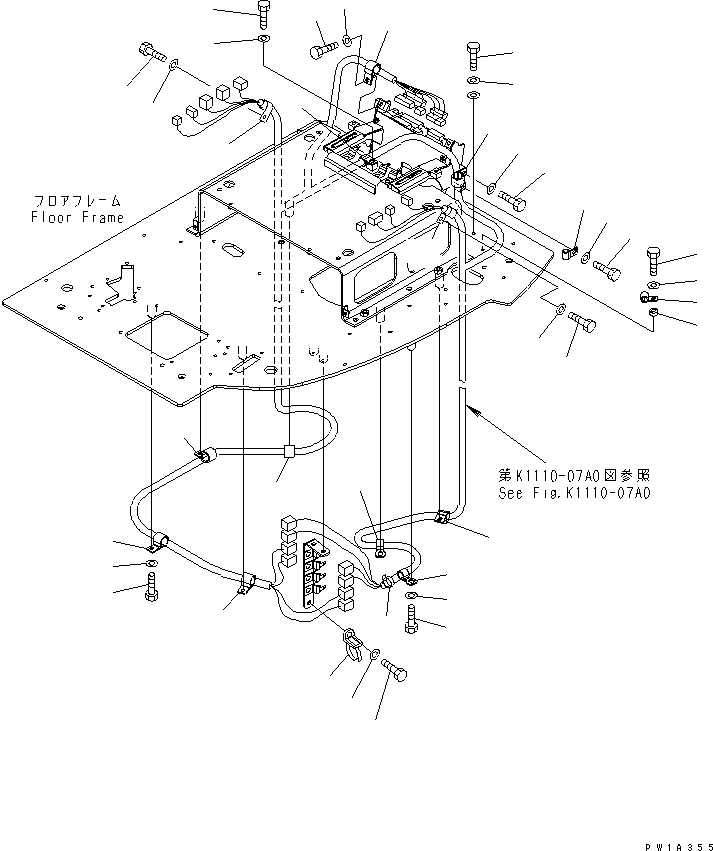 Komatsu parts book diagram for PC228USLC-3-AB S/N 20001-29999: FLOOR FRAME (HARNESS CLAMP)(#20001-)