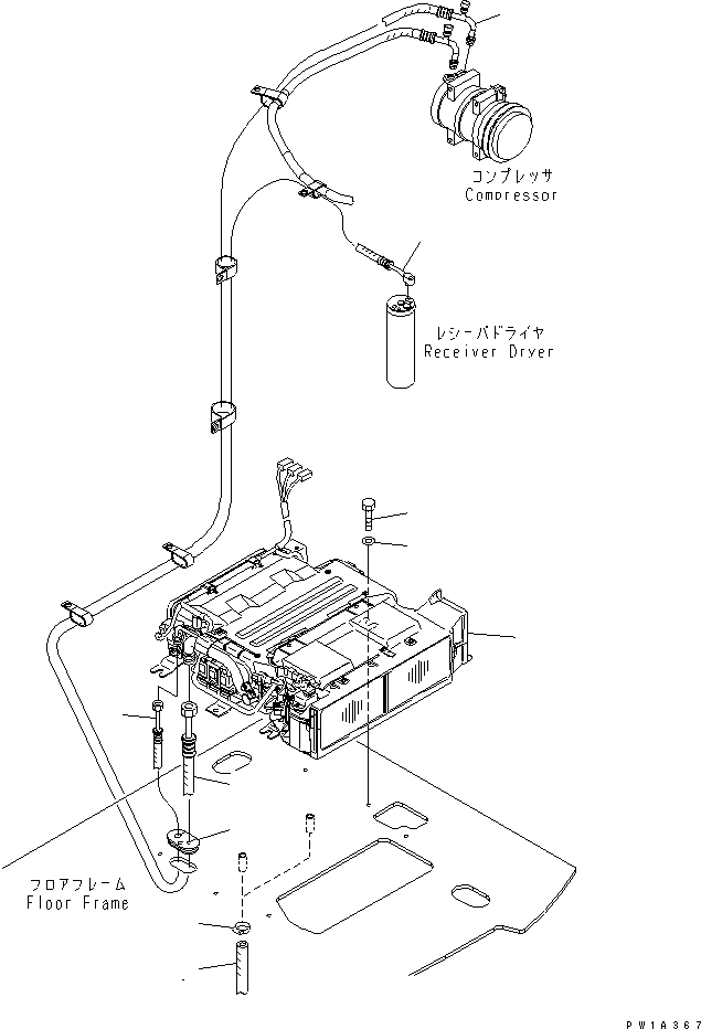 Komatsu parts book diagram for PC228USLC-3-AB S/N 20001-29999: FLOOR FRAME (AIR CONDITIONER UNIT AND HOSE)(#20001-)