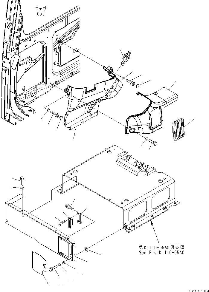 Komatsu parts book diagram for PC228USLC-3-AB S/N 20001-29999: GARNISH COVER(#20001-)