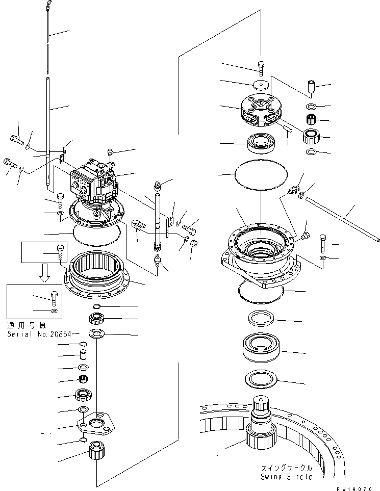 Komatsu parts book diagram for PC228USLC-3-AB S/N 20001-29999: SWING MACHINERY(#20001-)