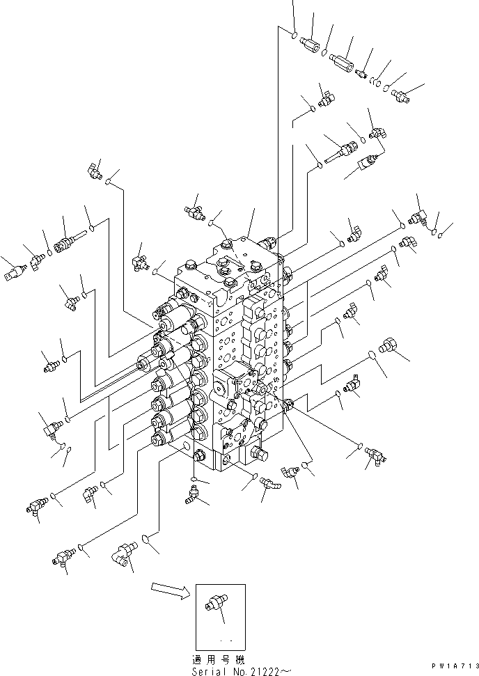 Excavators Komatsu / PC228US-3T-YT S/N 20001-29999(pc228ulr) / MAIN VALVE (CONNECTING PARTS) (1 ACTUATOR) (FOR ARM CRANE)(#20001-)(150050 : H0120-01A6)
