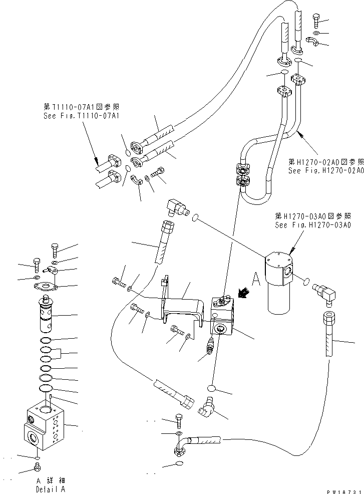Excavators Komatsu / PC228US-3T-YT S/N 20001-29999(pc228ulr) / ATTACHMENT LINE (VALVE) (DEMOLITION SPEC.)(#20001-)(150160 : H1270-01A5)