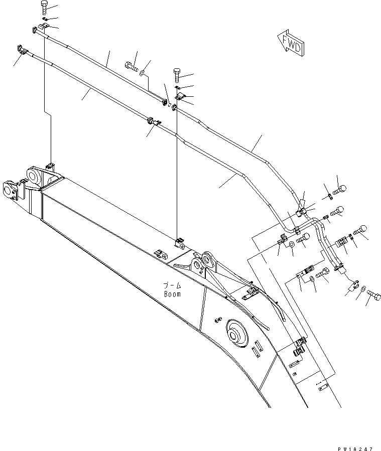 Excavators Komatsu / PC228US-3T-YT S/N 20001-29999(pc228ulr) / BOOM (5.7M) (BUCKET CYLINDER LINE) (YELLOW)(#20001-)(360210 : T1110-04A5)