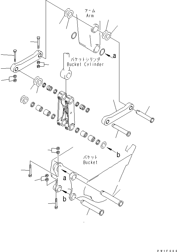 Excavators Komatsu / PC228US-3T-YT S/N 20001-29999(pc228ulr) / ARM (2.4M) (BUCKET LINK) (TUNNEL SPEC.) (FOR ARM CRANE) (YELLOW)(#20001-)(360640 : T1200-05C2)