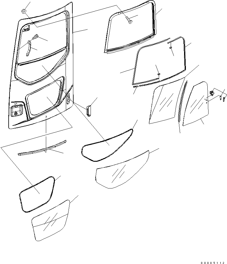Komatsu parts book diagram for PC228US-3N-YA S/N 30001-UP: OPERATOR'S CAB (DOOR) (WITH DOOR SASH)