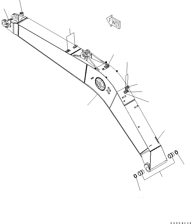 Komatsu parts book diagram for PC228US-3N-YA S/N 30001-UP: BOOM (5.7M) (YELLOW)(#30001-30372)