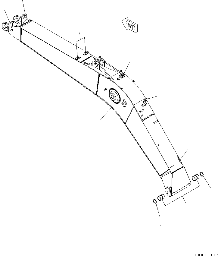 Komatsu parts book diagram for PC228US-3N-YA S/N 30001-UP: BOOM (5.7M) (YELLOW)(#30373-)