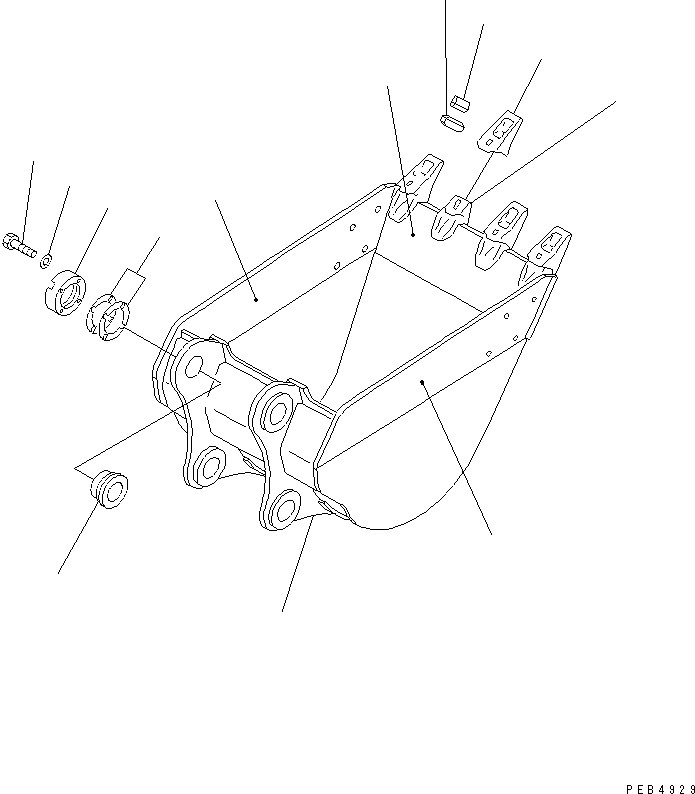 Komatsu parts book diagram for PC228US-3N-YA S/N 30001-UP: BUCKET ? 0.6M3 (CECE 0.55M3) ? 970MM (VERTICAL PIN TYPE) (WITH ADJUSTER)(#20001-)