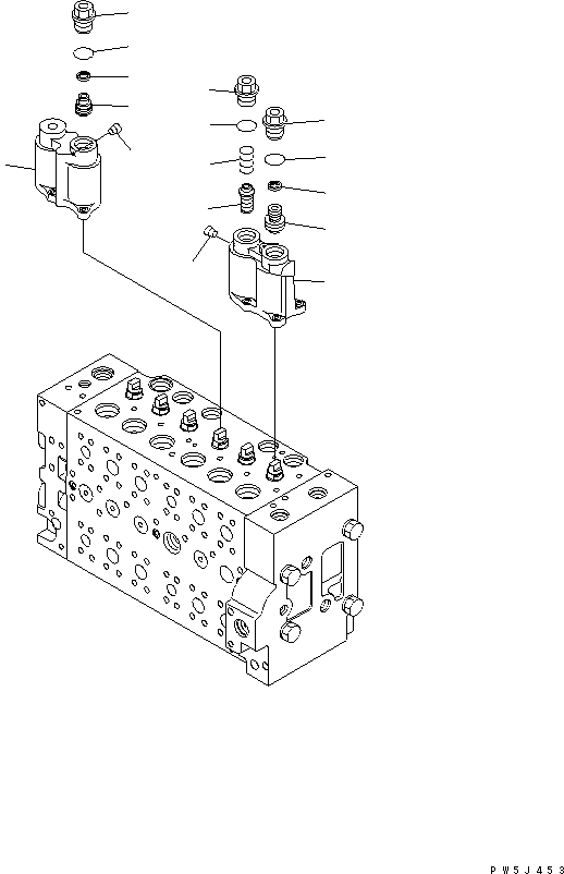 Komatsu parts book diagram for PC228US-3N-YA S/N 30001-UP: MAIN VALVE (6-SPOOL) (3/16)