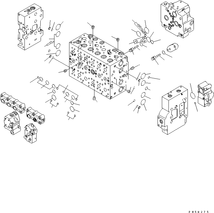 Komatsu parts book diagram for PC228US-3N-YA S/N 30001-UP: MAIN VALVE (6-SPOOL) (5/16)