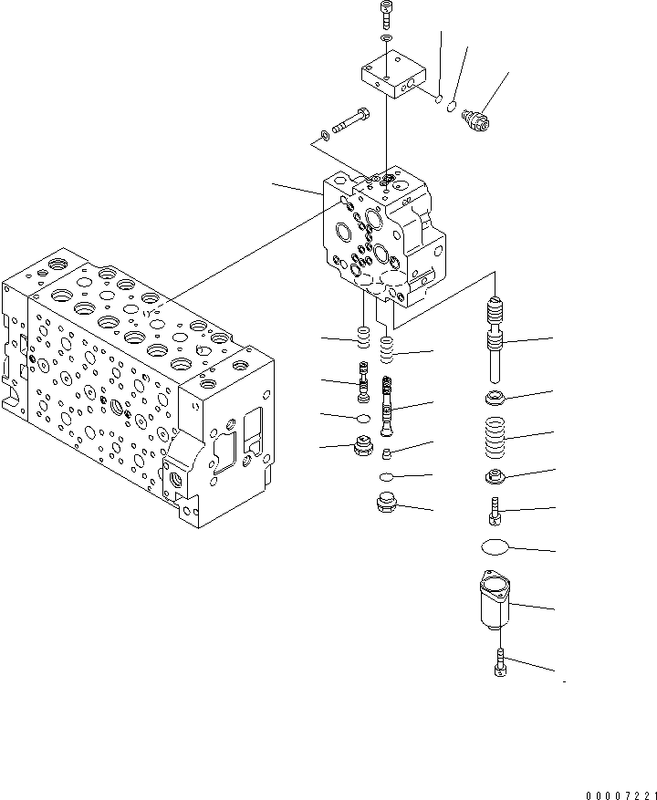 Komatsu parts book diagram for PC228US-3N-YA S/N 30001-UP: MAIN VALVE (6-SPOOL) (13/16)