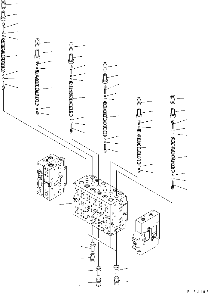 Komatsu parts book diagram for PC228US-3N-YA S/N 30001-UP: MAIN VALVE (7-SPOOL) (1/19)