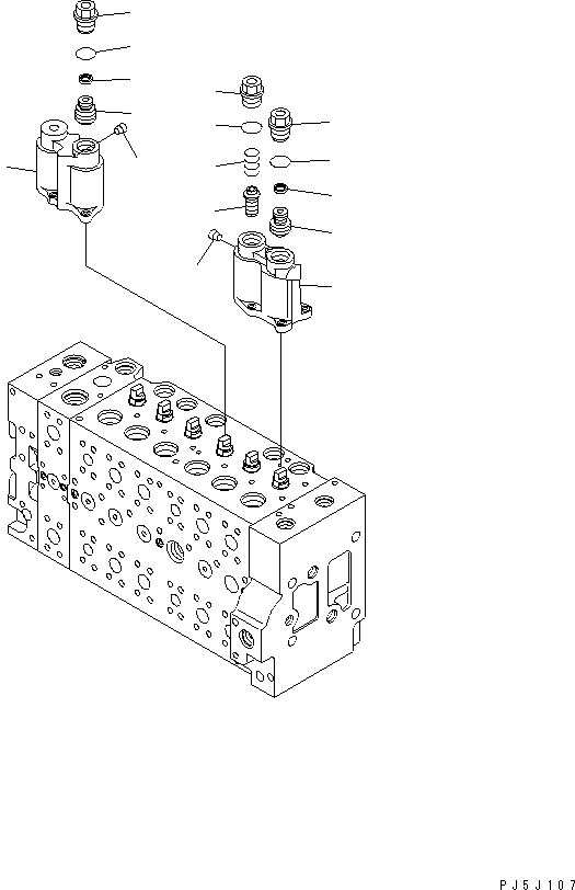 Komatsu parts book diagram for PC228US-3N-YA S/N 30001-UP: MAIN VALVE (7-SPOOL) (3/19) (ROTATION ARM)