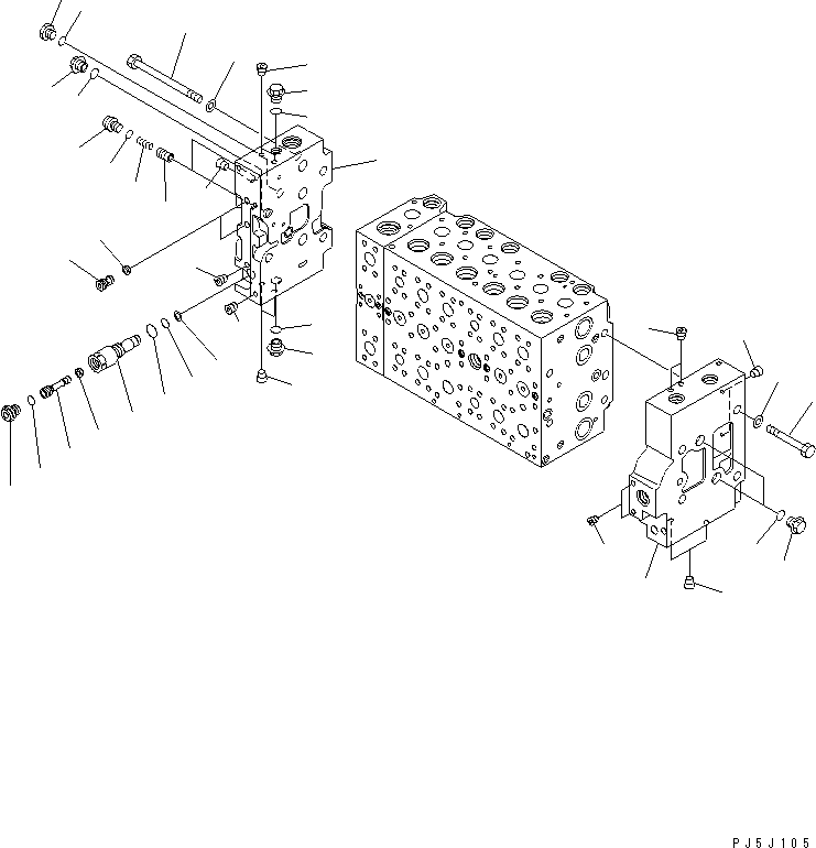 Komatsu parts book diagram for PC228US-3N-YA S/N 30001-UP: MAIN VALVE (7-SPOOL) (7/19)