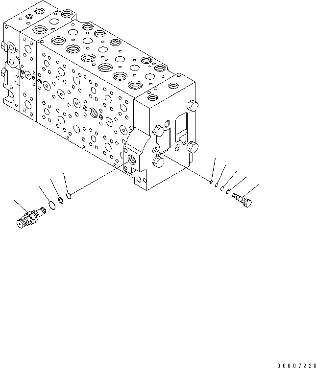 Komatsu parts book diagram for PC228US-3N-YA S/N 30001-UP: MAIN VALVE (7-SPOOL) (11/19)