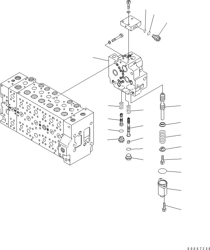 Komatsu parts book diagram for PC228US-3N-YA S/N 30001-UP: MAIN VALVE (7-SPOOL) (13/19)