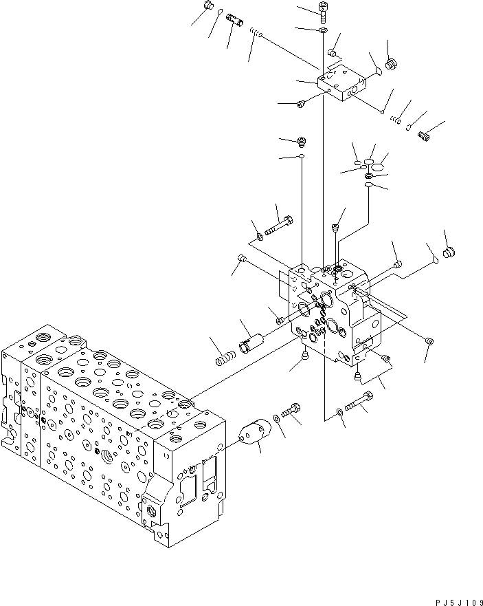 Komatsu parts book diagram for PC228US-3N-YA S/N 30001-UP: MAIN VALVE (7-SPOOL) (14/19)