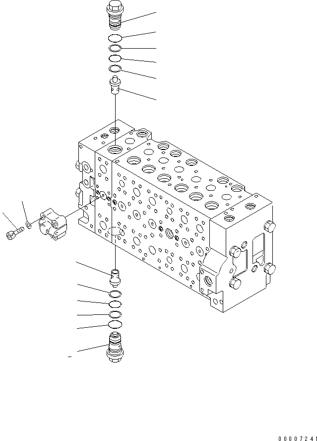 Komatsu parts book diagram for PC228US-3N-YA S/N 30001-UP: MAIN VALVE (7-SPOOL) (18/19) (ROTATION ARM)
