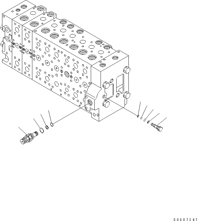 Komatsu parts book diagram for PC228US-3N-YA S/N 30001-UP: MAIN VALVE (8-SPOOL) (11/21) (BLADE SPEC.)