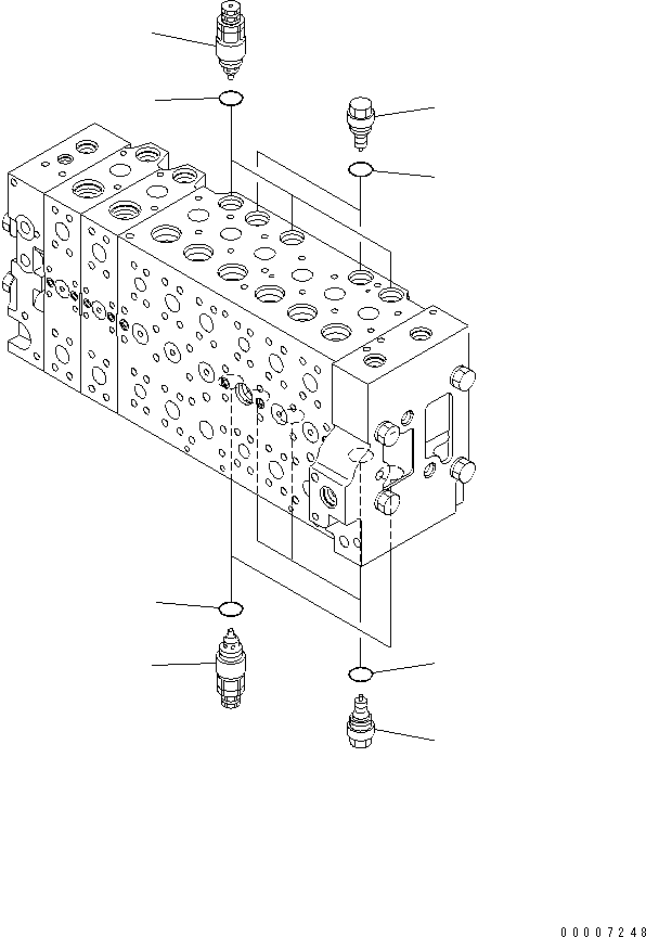 Komatsu parts book diagram for PC228US-3N-YA S/N 30001-UP: MAIN VALVE (8-SPOOL) (12/21)
